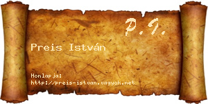 Preis István névjegykártya
